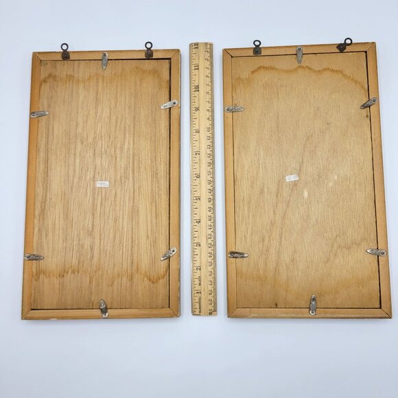 Vintage Enesco Framed Ceramic Wall Tiles Home Decor Early American Japan - Picture 9 of 11